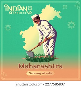 Maharashtra Farmer - A Vibrant Vector Illustration Depicting the Resilience and Hard Work of Indian Agriculture