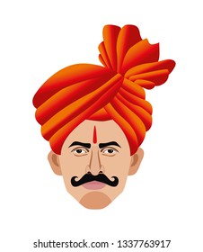 Hombre de Maharashtra con feta y tilak ilustración de cierre