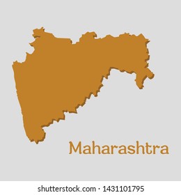 Maharashtra Map Flat Vector Design State of india