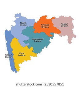 Maharashtra map region wise on white background