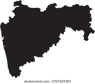 Maharashtra Map Silhouette Isolated State of India