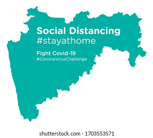 Maharashtra map with Social Distancing stayathome tag