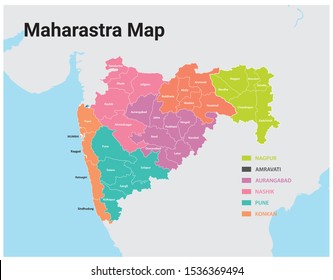 Mapa de Maharashtra vectorial - distrito