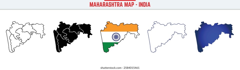 Maharashtra, State, MH Outline Icon – India Map Silhouette Vector. India map editable stroke outline icon