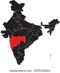 Maharashtra Staat auf der Karte von Indien Vektor bearbeitbar