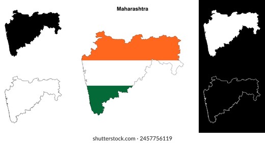 Maharashtra state outline map set