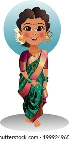 Maharashtrian traditional saree girl vector 