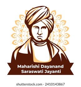 Maharishi Dayanand Saraswati Jayanti Day illustration vector background. Vector eps 10