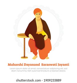 Maharshi Dayananda Saraswati Jayanti  vector Illustration. 8 March birthday of Dayanand saraswati.