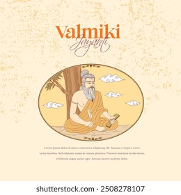 Maharshi Valmiki Jayanti Greeting design or web banner design template. Vector illustration in mural style.