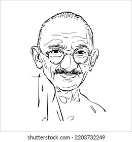 Mahatma Gandhi Hand Drawing outline, sketch