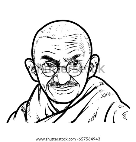 Mahatma Gandhi Hand Drawing Outline Mahatma Stock Vector (Royalty Free ...