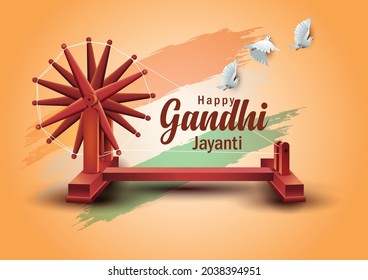 Mahatma Gandhi jayanti - 2021 2nd October with creative design vector illustration, Mohandas Karam Chandra Gandhi Birthday.	