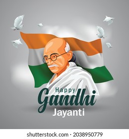 Mahatma Gandhi jayanti - 2021 2nd October with creative design vector illustration, Mohandas Karam Chandra Gandhi Birthday.	