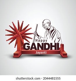 Mahatma Gandhi jayanti - 2021. 2nd October with creative design vector illustration, Mohandas Karam Chandra Gandhi Birthday.