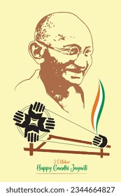 Mahatma Gandhi Jayanti 2023 2nd October with creative design vector illustration