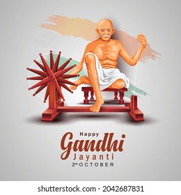 Mahatma Gandhi jayanti 2nd October with creative design vector illustration, Mohandas Karam Chandra Gandhi Birthday.	