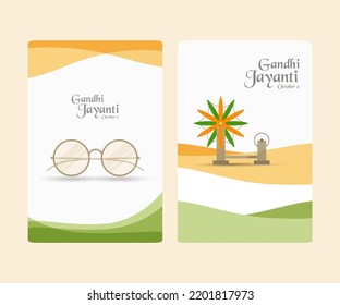 Mahatma Gandhi Jayanti 2nd October India Greeting Vector