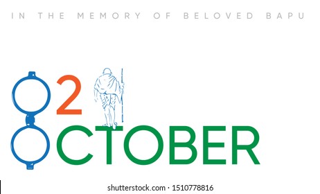 Mahatma Gandhi Jayanti - Birthday. 2nd of October. Indian national hero. Vector typography.