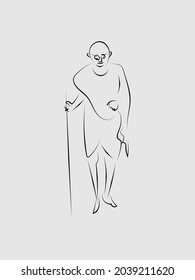 Mahatma Gandhi line art vector illustration.