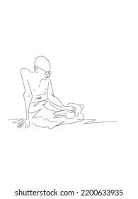 Mahatma Gandhi line art vector illustration. 