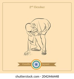 mahatma gandhi line drawing vector illustration