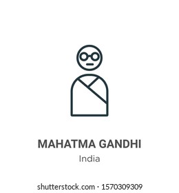 Mahatma gandhi outline vector icon. Thin line black mahatma gandhi icon, flat vector simple element illustration from editable india concept isolated on white background