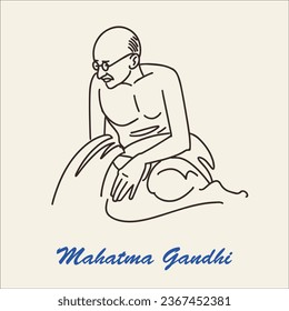 
Mahatma Gandhi vector line art illustration