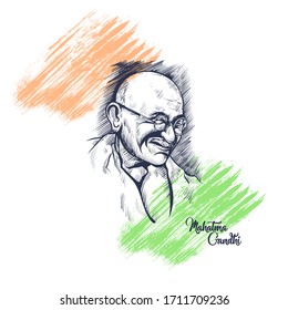 Mahatma Gandhi vector line illustration. Gandhiji