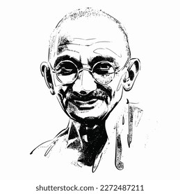 Mahatma Gandhi vector sketch illustration, isolated style.