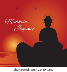 Mahavir Jayanti graphic banner template in simple and modern illustrative style.