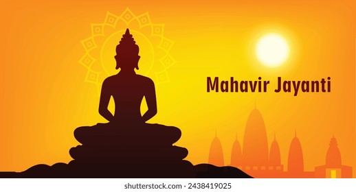 Mahavir Jayanti Hindu festival of India vector poster