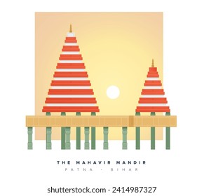 Mahavir Temple - Patna Bihar -  Icon Illustration as EPS 10 File 