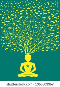 Mahavira/Gautama Buddha sitting under tree illustration vector image
