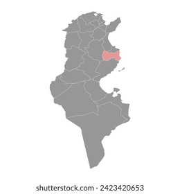 Mahdia Governorate map, administrative division of Tunisia. Vector illustration.