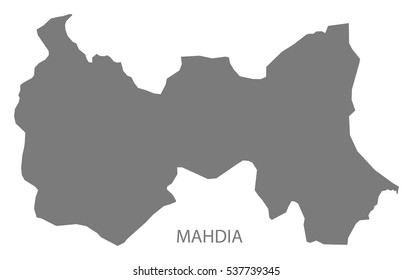 Mahdia Tunisia Map in grey