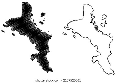 Mahe island (Republic of Seychelles, Indian Ocean, Inner Islands) map vector illustration, scribble sketch Ile Mahé, Les Mamelles map