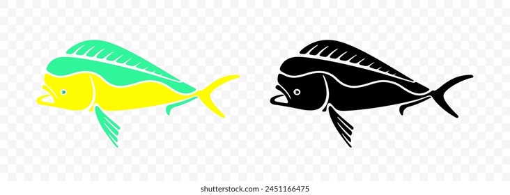 Mahi mahi or common dolphin fish, graphic design. Fish and  sea fish, fishing, animal, vector design and illustration