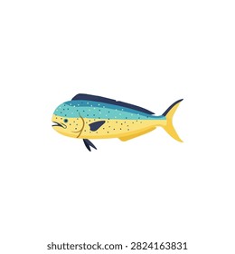 Mahi Mahi Common Dolphin Fish Vector Illustration Isolated on White Background for Fishing and Menu