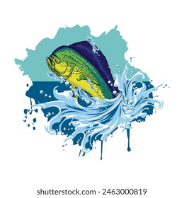 Mahi mahi dorado fishing illustration logo vector image t shirt