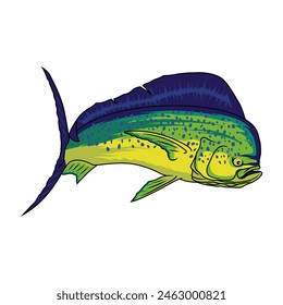 Mahi mahi dorado fishing illustration logo vector image t shirt