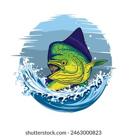 Mahi mahi dorado fishing illustration logo vector image t shirt