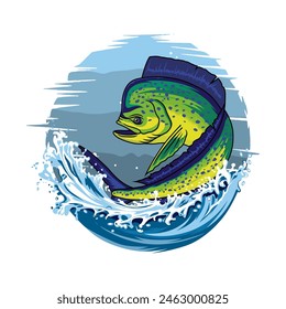 Mahi mahi dorado fishing illustration logo vector image t shirt