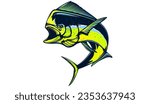Mahi mahi emblem. Fishing vector illustration. Healthy food. Saltwater fishing. Dolphin fish.