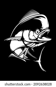 Mahi mahi emblem. Fishing vector illustration. Healthy food. Saltwater fishing. Dolphin fish.