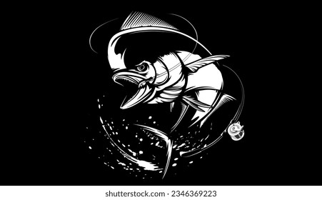 Mahi mahi emblem. Fishing vector illustration. Healthy food. Saltwater fishing. Dolphin fish.