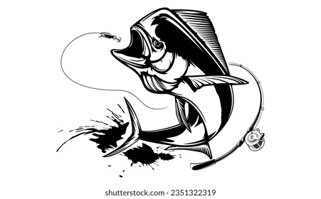 Mahi mahi emblem. Fishing vector illustration. Healthy food. Saltwater fishing. Dolphin fish.