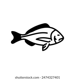 Mahi Mahi Fish Glyph Icon, Vector illustration