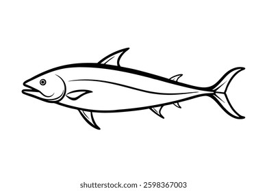 A mahi mahi fish line art vector illustration on white background