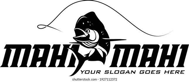 Mahi mahi Fish Logo. Fresh and unique mahi mahi fish jumping out. Great to use as your saltwater fishing activity. 